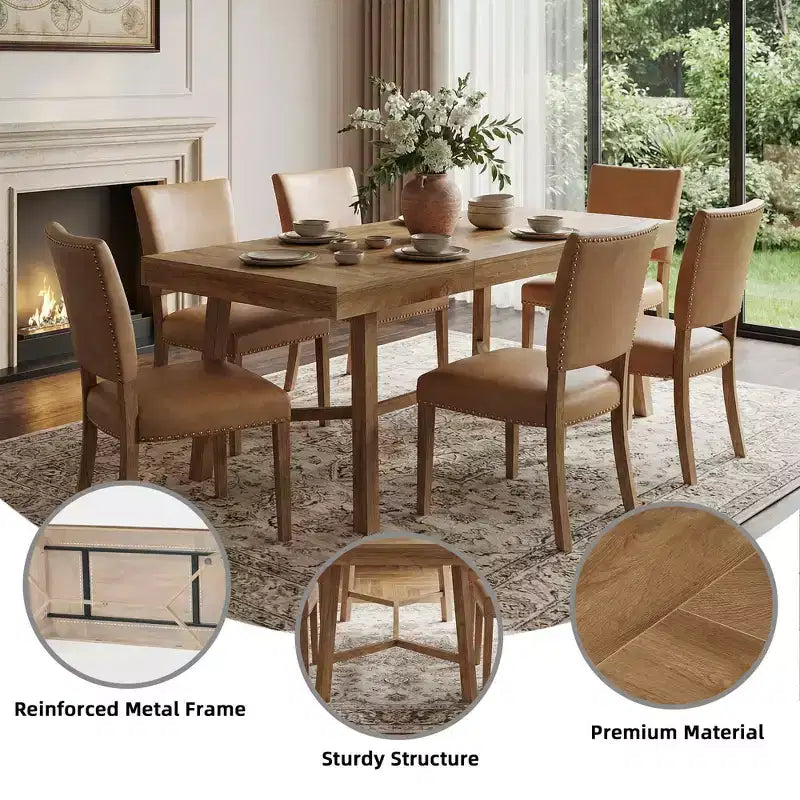 Table de salle à manger de ferme rustique de 180 cm, table de cuisine pour 6 à 8 personnes, table en MDF d'une capacité de 136 kg, multifonctionnelle pour le bureau à domicile et les conférences
