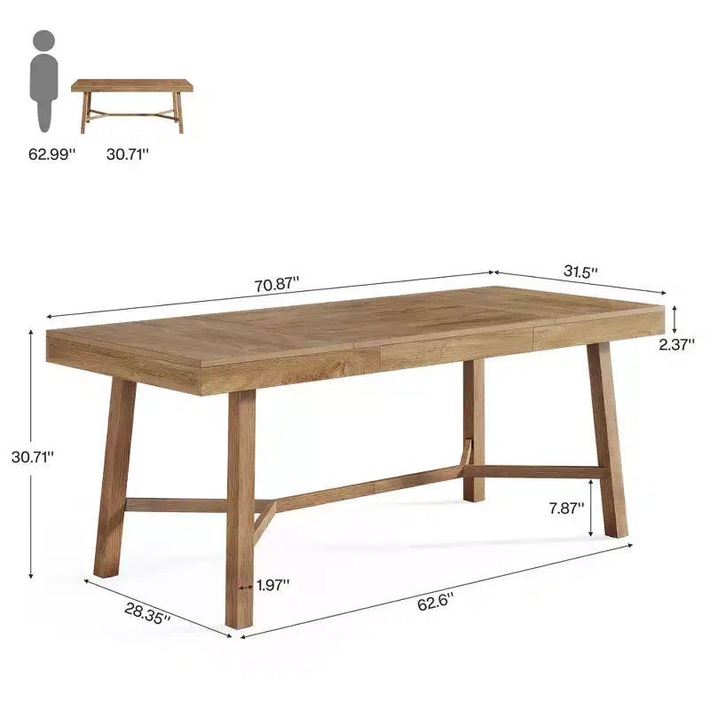 Table de salle à manger de ferme rustique de 180 cm, table de cuisine pour 6 à 8 personnes, table en MDF d'une capacité de 136 kg, multifonctionnelle pour le bureau à domicile et les conférences