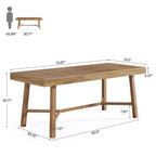 Table de salle à manger de ferme rustique de 180 cm, table de cuisine pour 6 à 8 personnes, table en MDF d'une capacité de 136 kg, multifonctionnelle pour le bureau à domicile et les conférences
