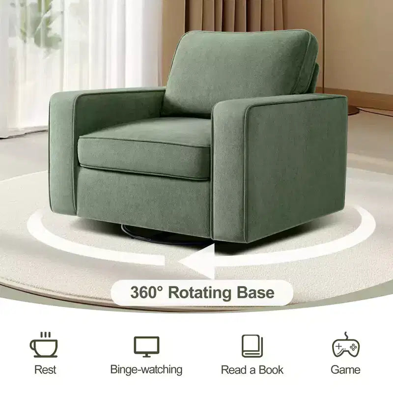 Fauteuil pivotant à 360° capitonné, accoudoirs rembourrés, aucun assemblage requis