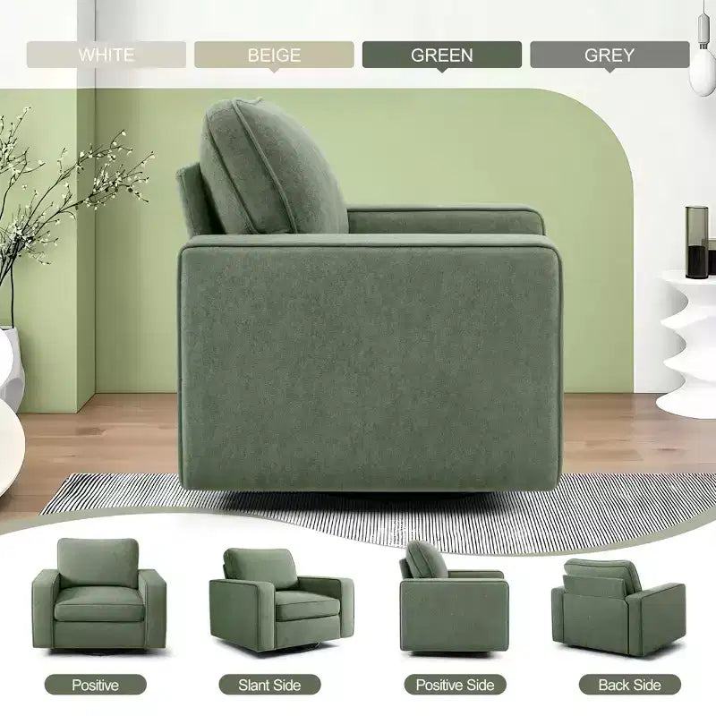 Fauteuil pivotant à 360° capitonné, accoudoirs rembourrés, aucun assemblage requis