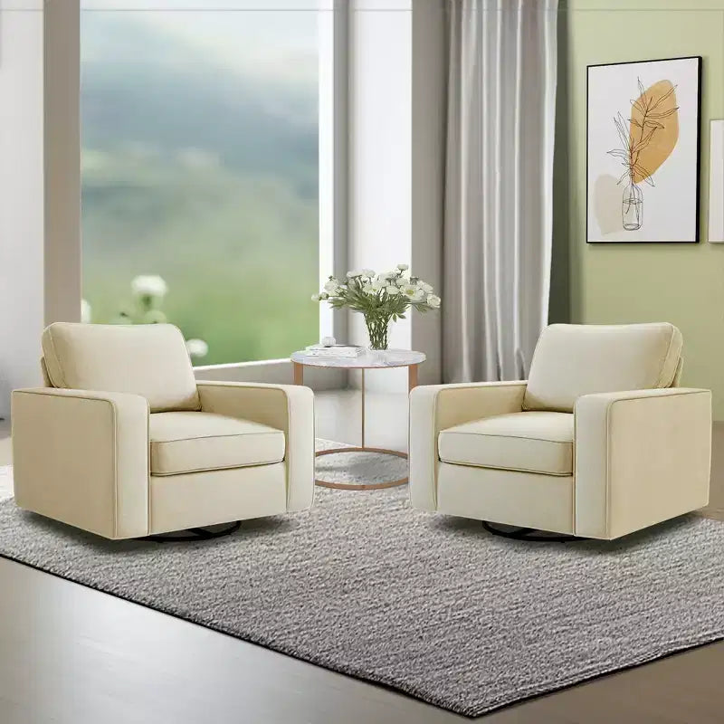 Fauteuil pivotant à 360° capitonné, accoudoirs rembourrés, aucun assemblage requis