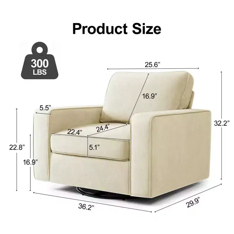 Fauteuil pivotant à 360° capitonné, accoudoirs rembourrés, aucun assemblage requis