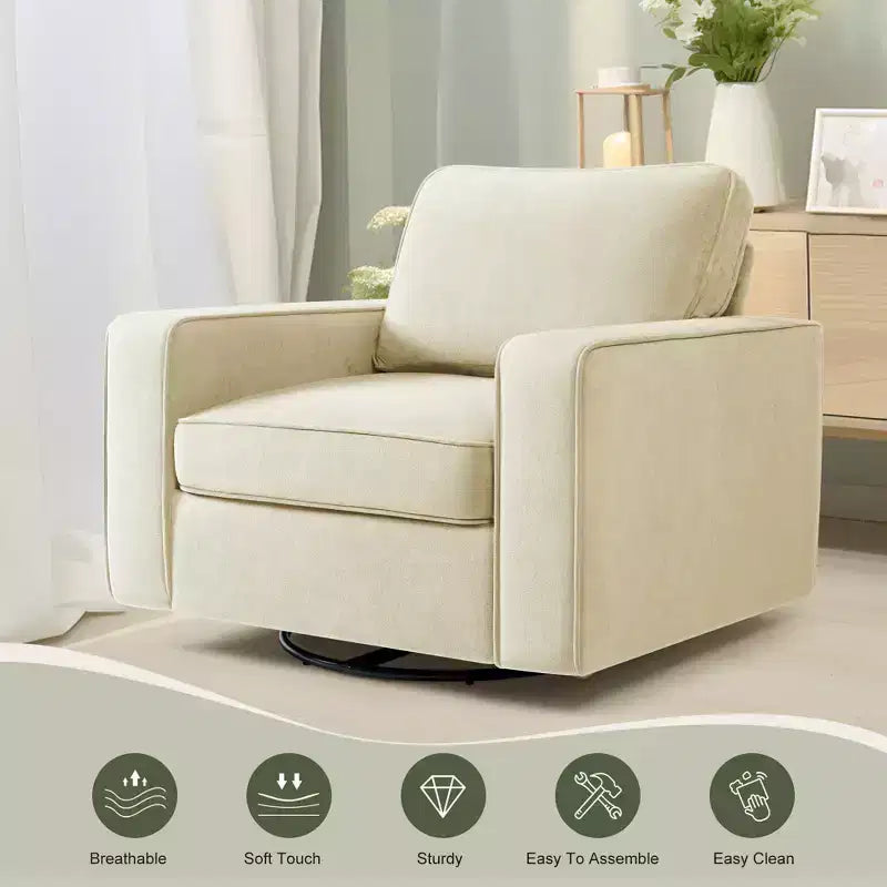 Fauteuil pivotant à 360° capitonné, accoudoirs rembourrés, aucun assemblage requis