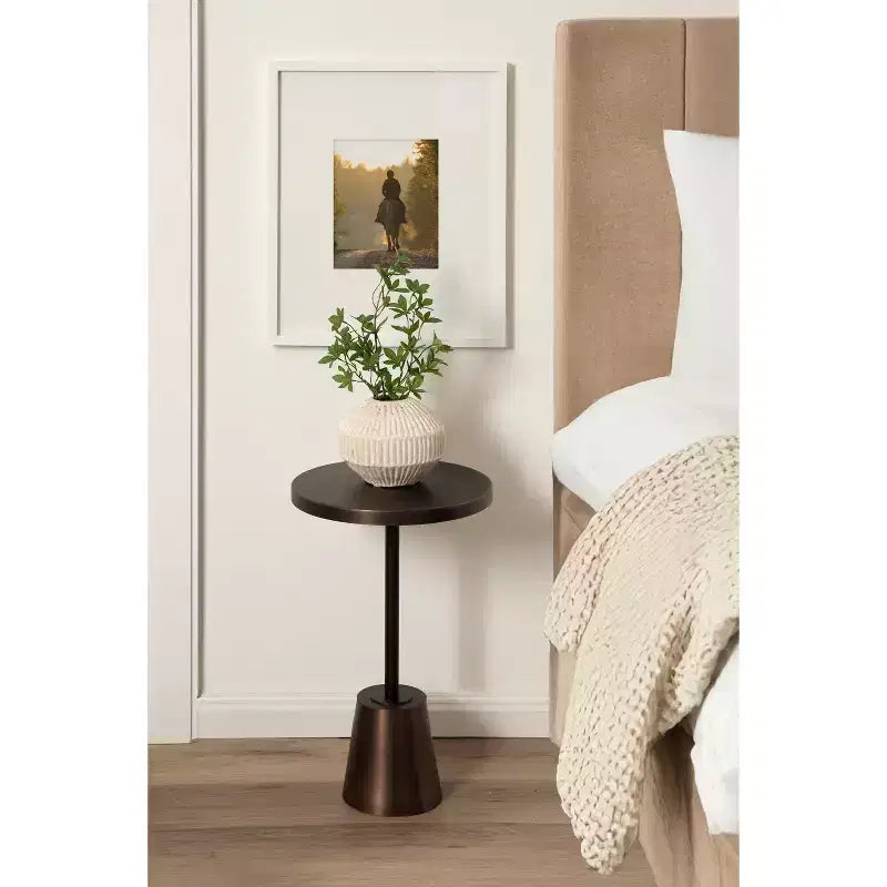 Table d'appoint ronde en métal Tira, bronze, 14x14x24