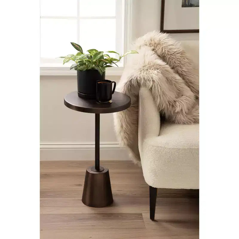 Table d'appoint ronde en métal Tira, bronze, 14x14x24