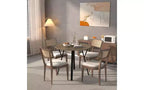 Table de salle à manger ronde de 35,43 pouces, petite table de cuisine circulaire avec pieds en métal noir pour 2-4 personnes, table de salle à manger moderne, marron (table uniquement)