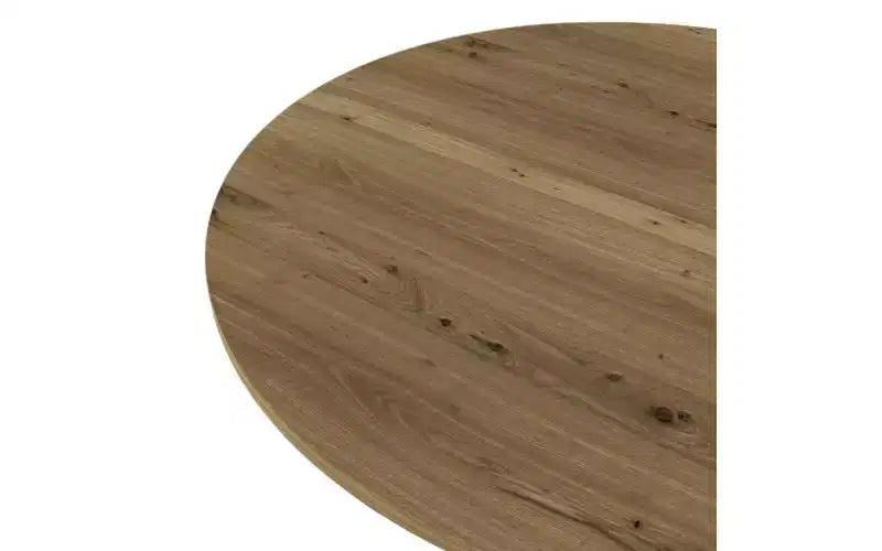 Table de salle à manger ronde de 35,43 pouces, petite table de cuisine circulaire avec pieds en métal noir pour 2-4 personnes, table de salle à manger moderne, marron (table uniquement)