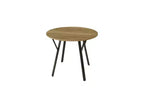 Table de salle à manger ronde de 35,43 pouces, petite table de cuisine circulaire avec pieds en métal noir pour 2-4 personnes, table de salle à manger moderne, marron (table uniquement)