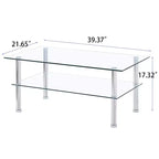 Table basse moderne à 2 niveaux avec étagère de rangement, design peu encombrant pour salon