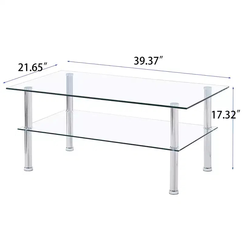 Table basse moderne à 2 niveaux avec étagère de rangement, design peu encombrant pour salon