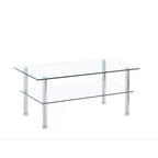 Table basse moderne à 2 niveaux avec étagère de rangement, design peu encombrant pour salon