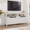Living Room 63 Farmhouse TV Stand for Tv Up to 65 Inches, Rustic Boho Entertainment Console Table w/4 Door & Open Shelf, Television Consoles Stands