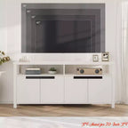 Meuble TV de salon de ferme de 63 po pour téléviseurs jusqu'à 65 po, console de divertissement rustique de style bohème avec 4 portes et étagère ouverte, supports de console de télévision