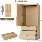 Armoire penderie 3 tiroirs, tringle et deux portes