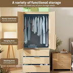 Armoire penderie 3 tiroirs, tringle et deux portes