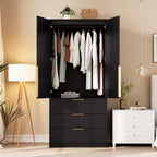 Armoire penderie 3 tiroirs, tringle et deux portes