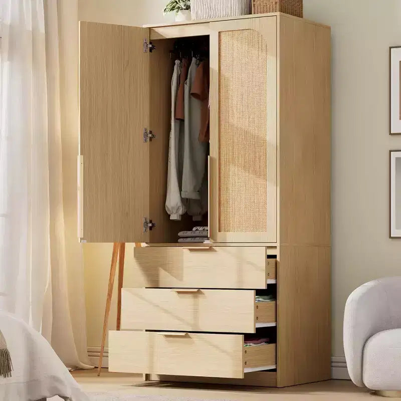 Armoire penderie 3 tiroirs, tringle et deux portes
