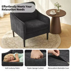 Chaise d'appoint moderne, Fauteuil de lecture confortable en tissu chenille pour adultes, Fauteuil incurvé, Fauteuil d'appoint individuel moderne Cloud