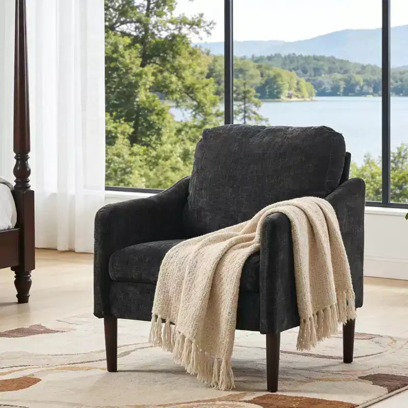 Chaise d'appoint moderne, Fauteuil de lecture confortable en tissu chenille pour adultes, Fauteuil incurvé, Fauteuil d'appoint individuel moderne Cloud