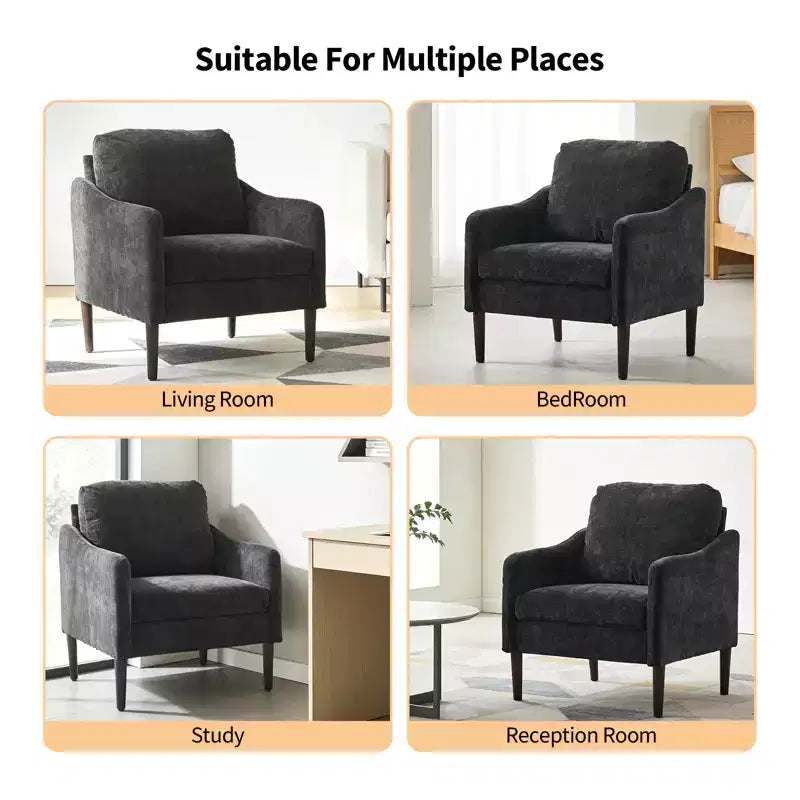 Chaise d'appoint moderne, Fauteuil de lecture confortable en tissu chenille pour adultes, Fauteuil incurvé, Fauteuil d'appoint individuel moderne Cloud