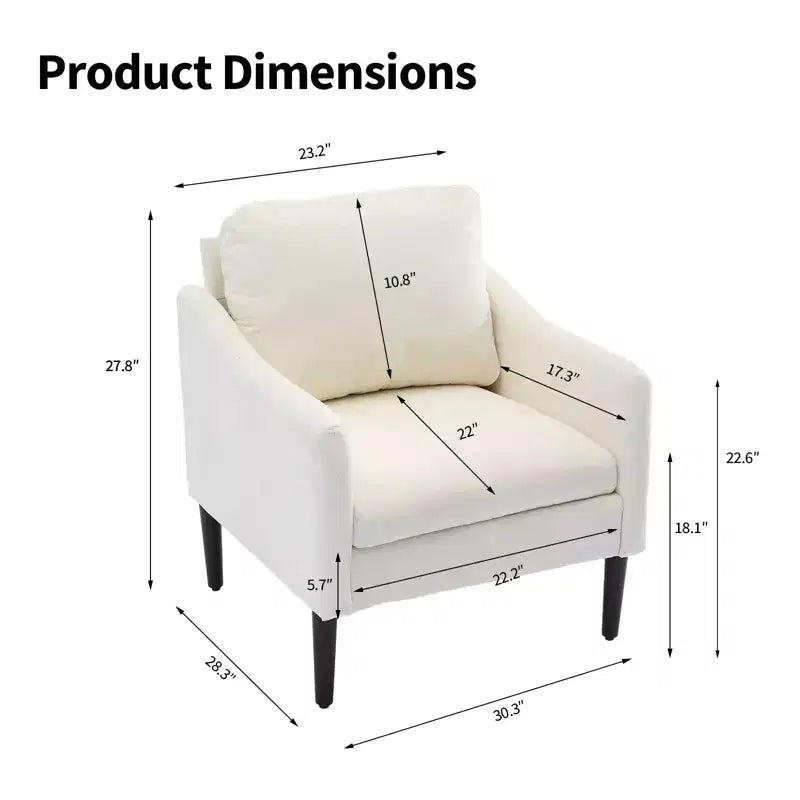 Chaise d'appoint moderne, Fauteuil de lecture confortable en tissu chenille pour adultes, Fauteuil incurvé, Fauteuil d'appoint individuel moderne Cloud