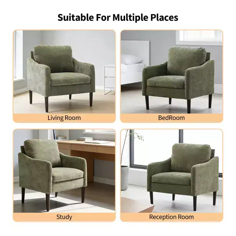 Chaise d'appoint moderne, Fauteuil de lecture confortable en tissu chenille pour adultes, Fauteuil incurvé, Fauteuil d'appoint individuel moderne Cloud