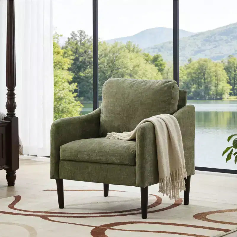 Chaise d'appoint moderne, Fauteuil de lecture confortable en tissu chenille pour adultes, Fauteuil incurvé, Fauteuil d'appoint individuel moderne Cloud