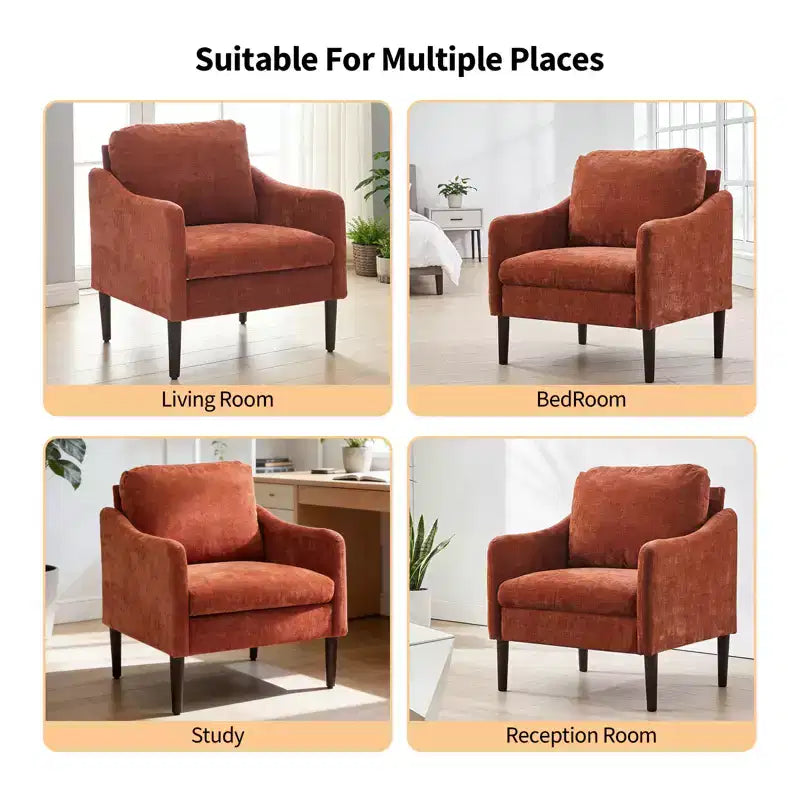 Chaise d'appoint moderne, Fauteuil de lecture confortable en tissu chenille pour adultes, Fauteuil incurvé, Fauteuil d'appoint individuel moderne Cloud