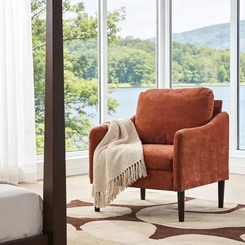 Chaise d'appoint moderne, Fauteuil de lecture confortable en tissu chenille pour adultes, Fauteuil incurvé, Fauteuil d'appoint individuel moderne Cloud