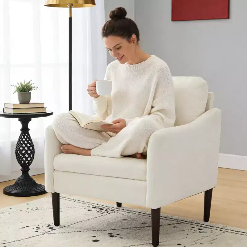 Chaise d'appoint moderne, Fauteuil de lecture confortable en tissu chenille pour adultes, Fauteuil incurvé, Fauteuil d'appoint individuel moderne Cloud