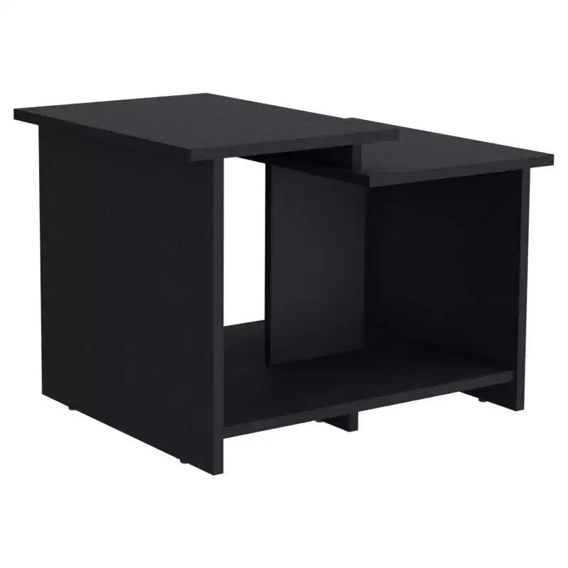 23.6 Table basse noire avec étagère ouverte, table de rangement moderne compacte et durable pour salon et bureau à domicile