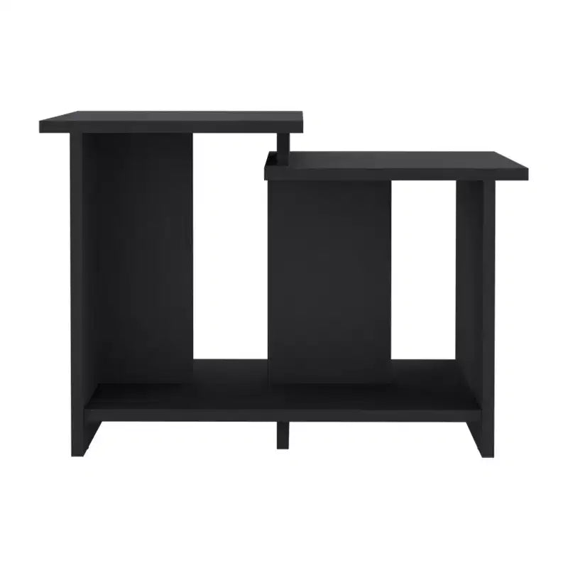 23.6 Table basse noire avec étagère ouverte, table de rangement moderne compacte et durable pour salon et bureau à domicile