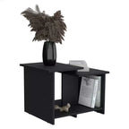 23.6 Table basse noire avec étagère ouverte, table de rangement moderne compacte et durable pour salon et bureau à domicile