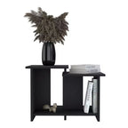 23.6 Table basse noire avec étagère ouverte, table de rangement moderne compacte et durable pour salon et bureau à domicile