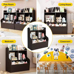 Étagère à livres et organiseur de jouets pour enfants à 3 niveaux – Casiers multi-compartiments, coins arrondis sécurisés pour les enfants, assemblage facile – Étagère de rangement idéale pour la maternelle