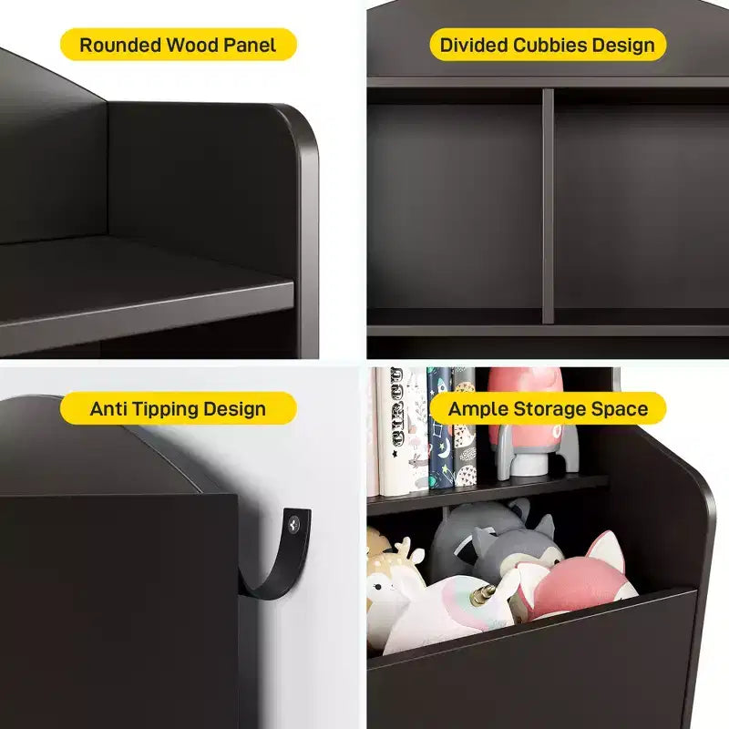 Étagère à livres et organiseur de jouets pour enfants à 3 niveaux – Casiers multi-compartiments, coins arrondis sécurisés pour les enfants, assemblage facile – Étagère de rangement idéale pour la maternelle