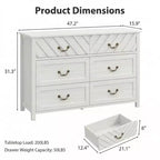 Commodes à 6 tiroirs, meuble TV en bois avec façade à motif en V, console média de centre de divertissement moderne avec rangement pour salon, appartement et entrée.