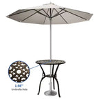 Table de salle à manger de patio en fonte d'aluminium résistante aux intempéries, table de bistrot ronde d'extérieur de 23" avec trou pour parasol, design antique, assemblage facile