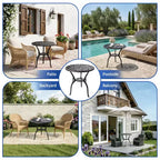 Table de salle à manger de patio en fonte d'aluminium résistante aux intempéries, table de bistrot ronde d'extérieur de 23" avec trou pour parasol, design antique, assemblage facile
