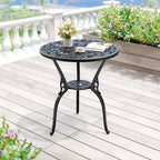 Table de salle à manger de patio en fonte d'aluminium résistante aux intempéries, table de bistrot ronde d'extérieur de 23" avec trou pour parasol, design antique, assemblage facile