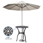 Table de salle à manger de patio en fonte d'aluminium résistante aux intempéries, table de bistrot ronde d'extérieur de 23" avec trou pour parasol, design antique, assemblage facile