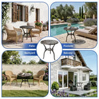 Table de salle à manger de patio en fonte d'aluminium résistante aux intempéries, table de bistrot ronde d'extérieur de 23" avec trou pour parasol, design antique, assemblage facile