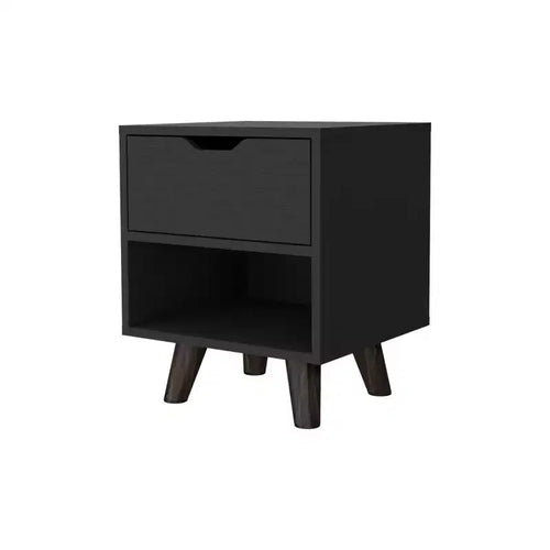 HomeRoots 19 Black Wood One Drawer Nightstand