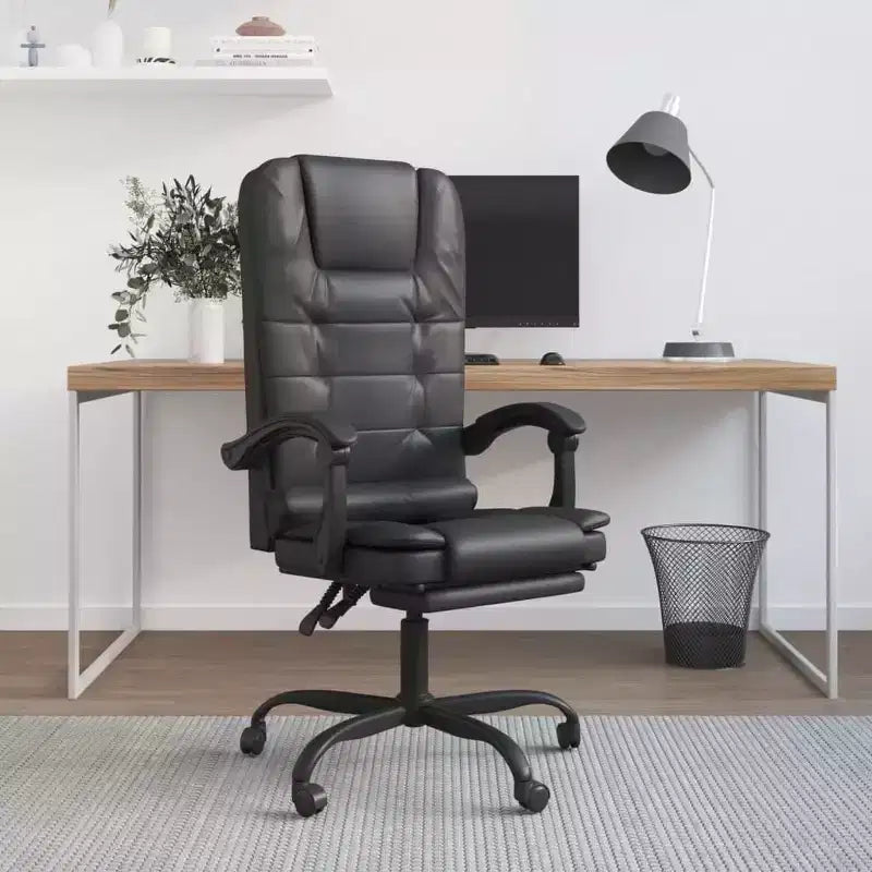 Fauteuil de bureau massant Similicuir noir, métal, contreplaqué, mousse