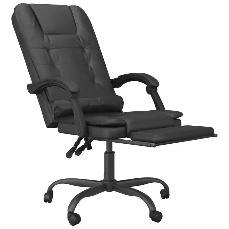 Fauteuil de bureau massant Similicuir noir, métal, contreplaqué, mousse