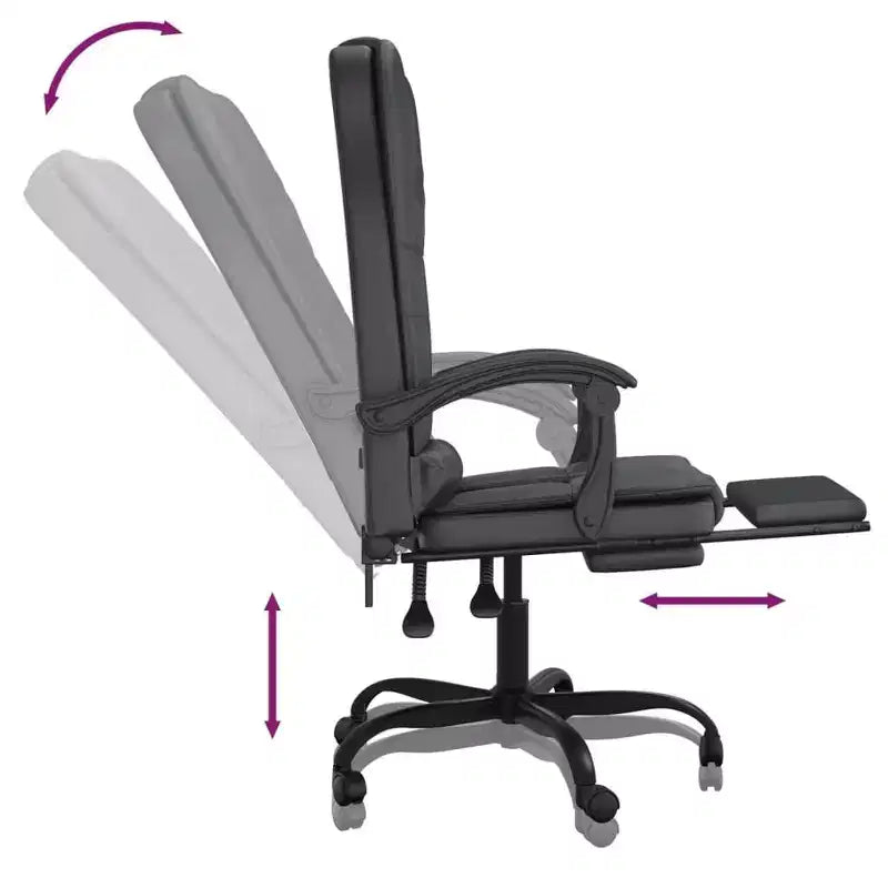Fauteuil de bureau massant Similicuir noir, métal, contreplaqué, mousse