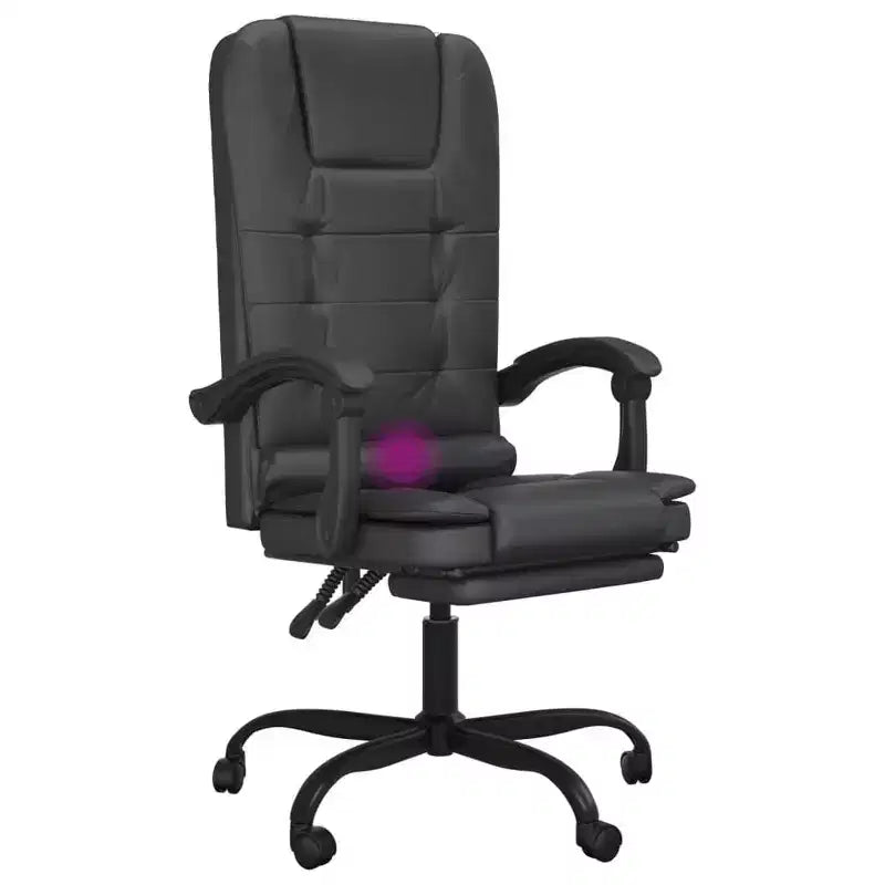 Fauteuil de bureau massant Similicuir noir, métal, contreplaqué, mousse