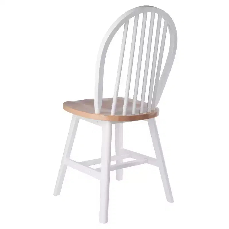 Table à manger Sorella 5 pièces Naturel/Blanc : Plateau rond à rallonge, Bois massif, 4 chaises Windsor