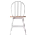 Table à manger Sorella 5 pièces Naturel/Blanc : Plateau rond à rallonge, Bois massif, 4 chaises Windsor